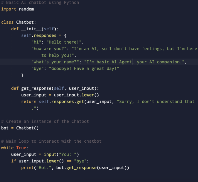 AI Agent Chatbot code in python