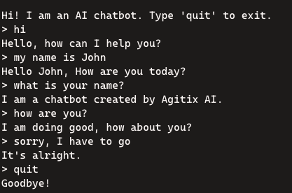 AI based basic chatbot output
